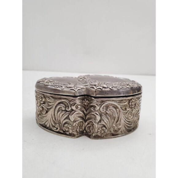 Vintage Silver Plated Double Heart Shaped Trinket Dish - Red Lining - Picture 3 of 10